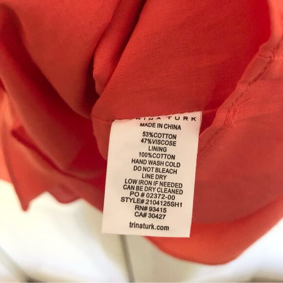 NWT Trina Turk Sofi Smocked Halter Top Orange Heatwave Size Medium - Picture 5 of 10